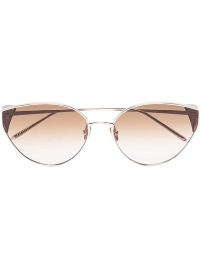 Shop Linda Farrow Liv Cat-eye Frame Sunglasses In Silver