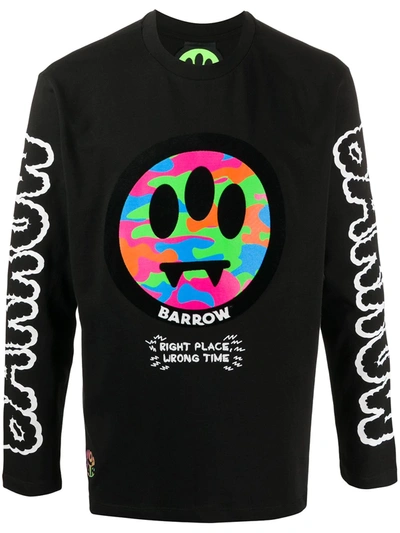 Shop Barrow Smiley Print Sweatshirt In Black