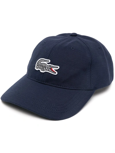 Shop Lacoste Embroidered Logo Baseball Cap In Blue