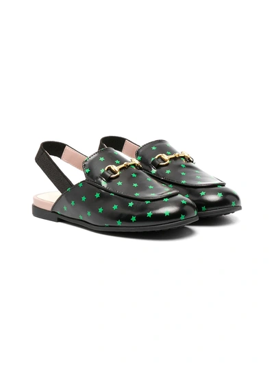 Shop Gucci Princeton Stars Slingback Slippers In Black