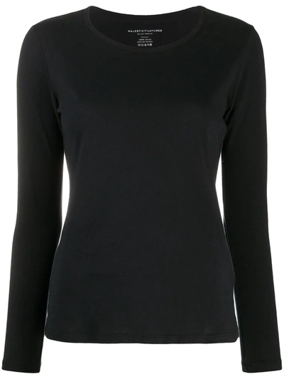 Majestic Long-sleeve Cotton Silk Touch T-shirt In Black