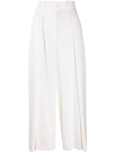 Shop Alexander Mcqueen Cropped Palazzo Trousers In White
