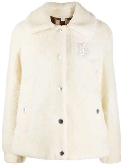 Shop Burberry Jacke Mit Logo-stickerei In White