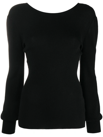 Shop Department 5 Puff-sleeve Ribbed-knit Top In Black