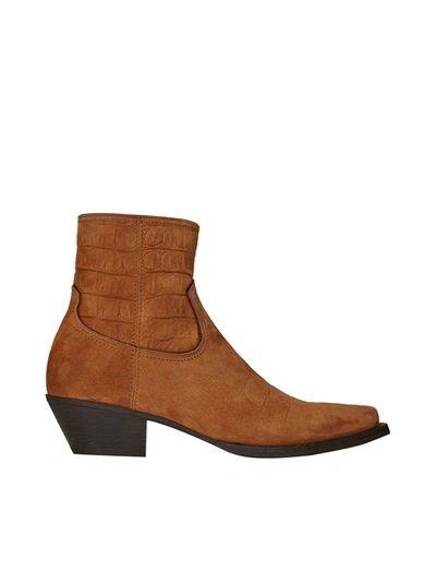 Shop Saint Laurent Western Style "lukas" Boots In Brown