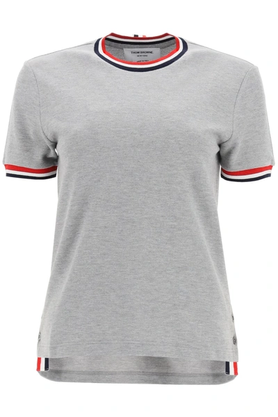 Shop Thom Browne Cotton Piquet T-shirt In Grey