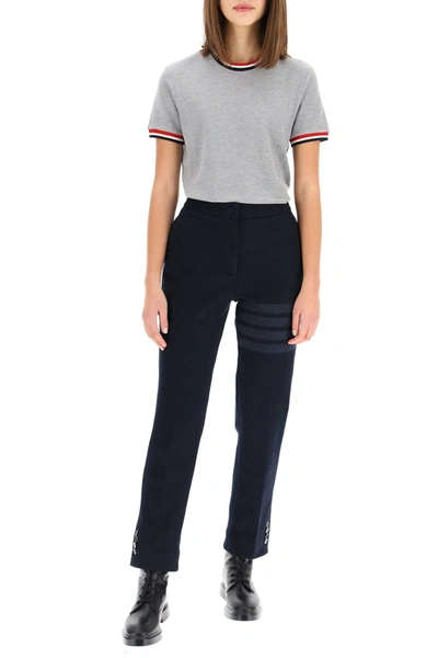 Shop Thom Browne Cotton Piquet T-shirt In Grey