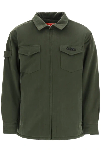 Shop 032c Military Shirt With Fleece In Green