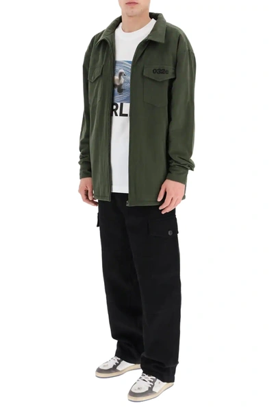 Shop 032c Military Shirt With Fleece In Green