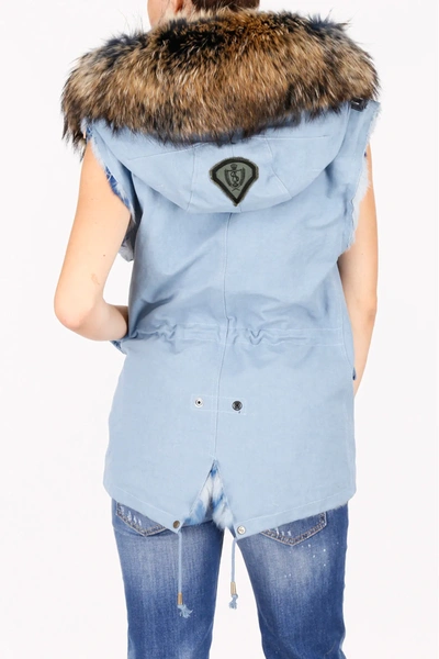Shop As65 Vest With Fur In Light Blue