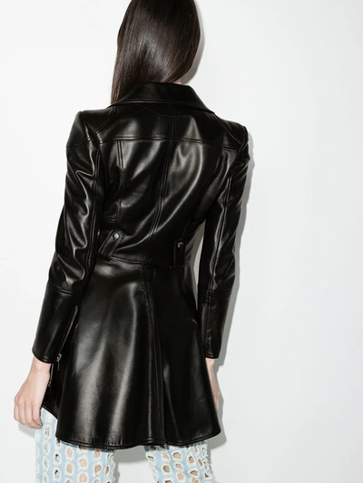 Shop Alexander Mcqueen Peplum Leather Biker Jacket In Black