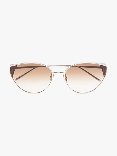 Shop Linda Farrow Gold-plated Liv Sunglasses In Silver
