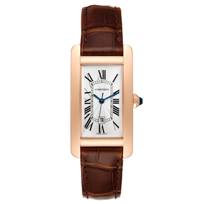 Shop Cartier Tank Americaine Midsize Rose Gold Ladies Watch W2620030 Box Card In Not Applicable