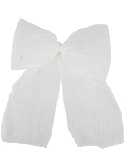 Shop Maison Michel Wicole Tulle Bow Hair Clip In White