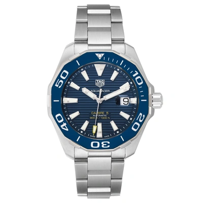 Shop Tag Heuer Aquaracer Blue Dial Steel Mens Watch Way201b Box Papers In Not Applicable