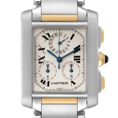 Shop Cartier Tank Francaise Steel 18k Yellow Gold Chrongraph Watch W51004q4 In Not Applicable