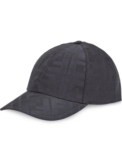 Shop Fendi Tonal Logo Print Baseball Cap In Black