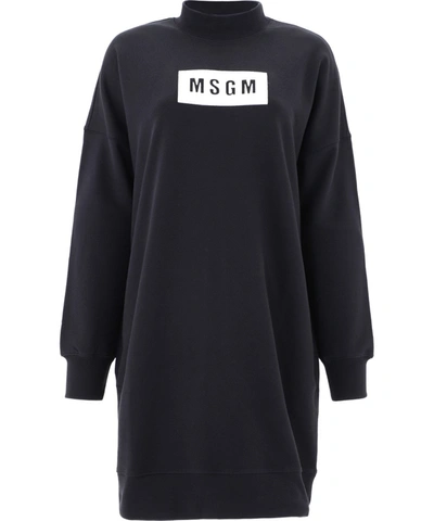 Shop Msgm Black Cotton Dress
