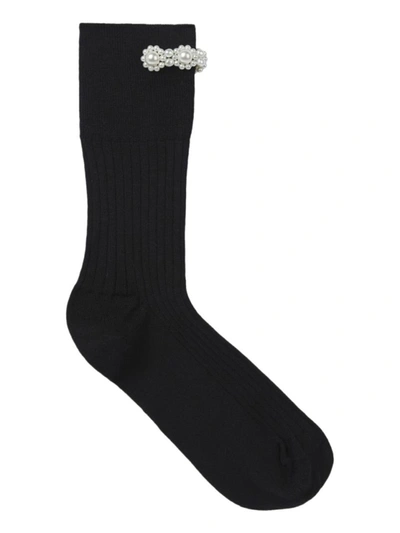 Shop Simone Rocha Faux Pearl Ankle Socks In Black