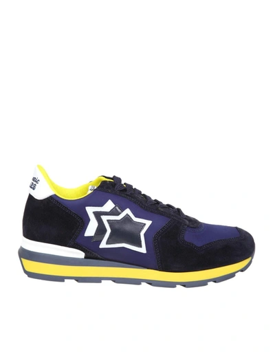 Shop Atlantic Stars Antares Sneakers In Naylon And Suede In Blue