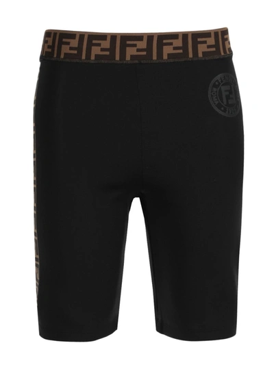 Shop Fendi Logo Biker Shorts In Black