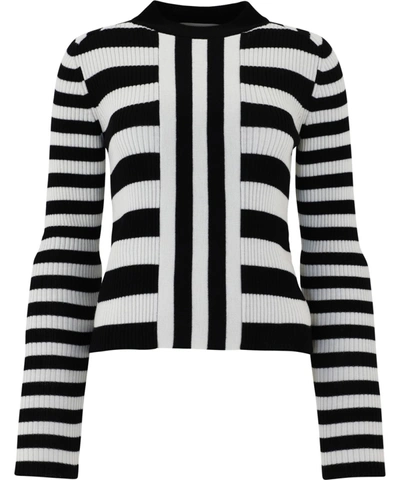 Shop Msgm White/black Wool Sweater