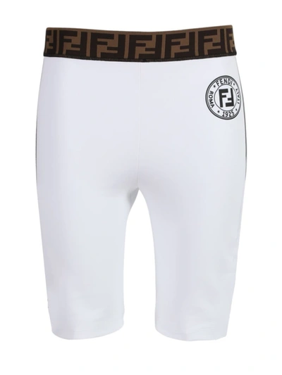 Shop Fendi Logo Biker Shorts In White