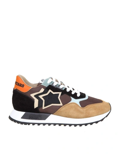 Shop Atlantic Stars Draco Sneakers In Color Nylon And Suede In Brown