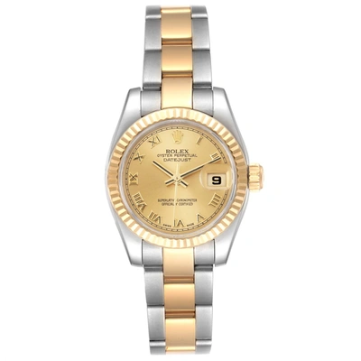 Shop Rolex Datejust Steel Yellow Gold White Dial Ladies Watch 179173 In Not Applicable