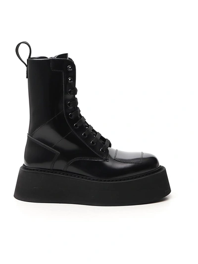 Shop Gcds Black Leather Ankle Boots