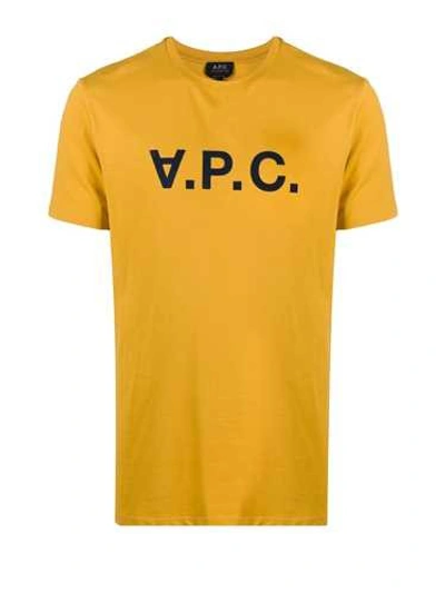 Shop Apc Yellow Navy Logo T-shirt