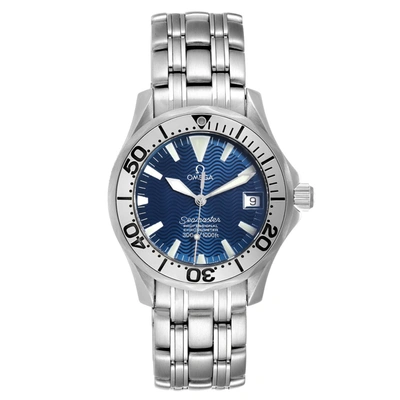 Shop Omega Seamaster Midsize Steel Electric Blue Dial Watch 2554.80.00 In Not Applicable
