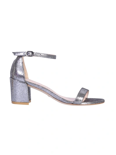 Shop Stuart Weitzman Simple Silver Velvet Sandals