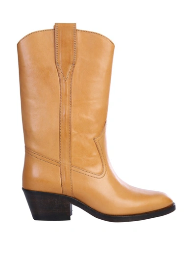 Shop Isabel Marant Étoile Brown Leather Ankle Boots In Orange