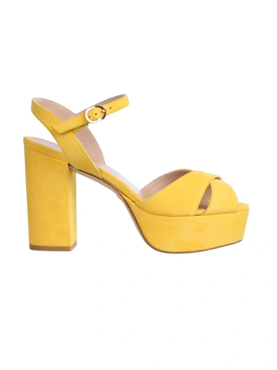 Shop Stuart Weitzman Ivona Yellow Suede Sandals
