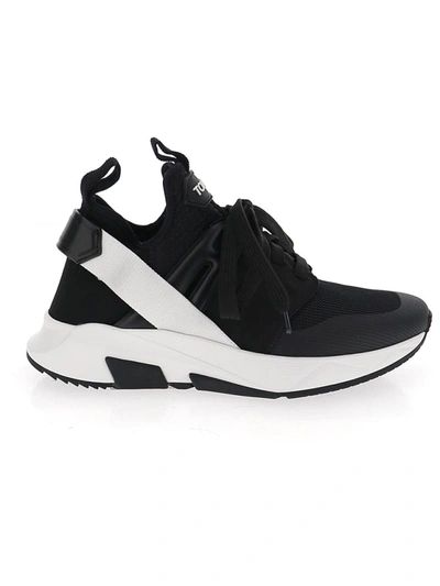 Shop Tom Ford White/black Nylon Sneakers
