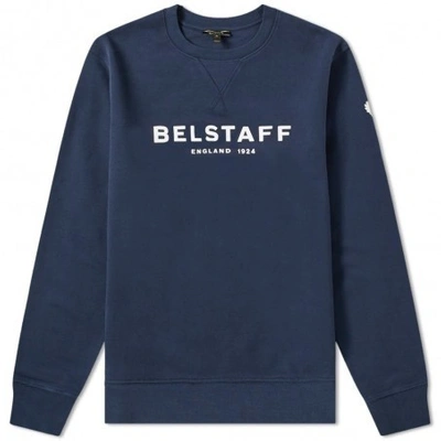 Shop Belstaff 1924 Printed Logo Sweatshirt Navy In Blue