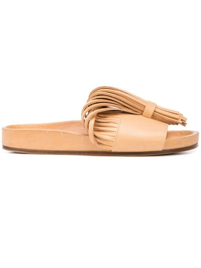 Shop Jil Sander Brown Leather Sandals