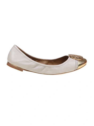 Shop Tory Burch White/gold Leather Pumps