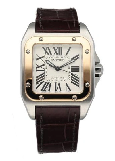 Shop Cartier Santos 100 Stainless Steel 2878 Midsize Automatic Watch In Not Applicable
