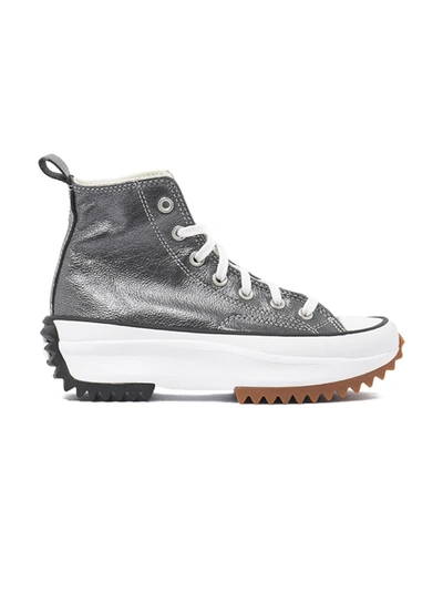 Shop Converse Run Star Hike Sneakers In Silver Leather In Grey
