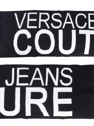 Shop Versace Jeans Couture Black Wool Scarf
