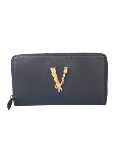 Shop Versace Virtus Black Leather Wallet