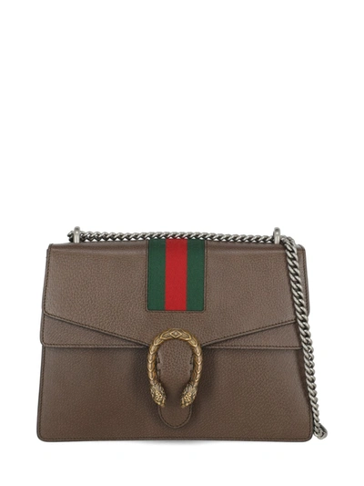 Shop Gucci Dionysus Leather Shoulder Bag In Brown