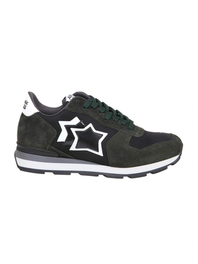 Shop Atlantic Stars Green Leather Sneakers In Black