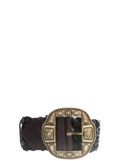 Shop Etro Brown Leather Belt In Black