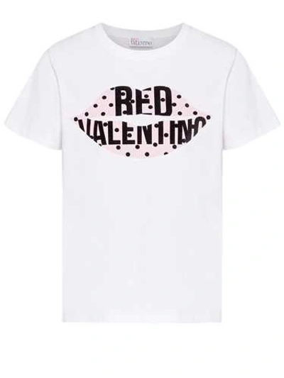Shop Red Valentino White T-shirt With Mouth Print
