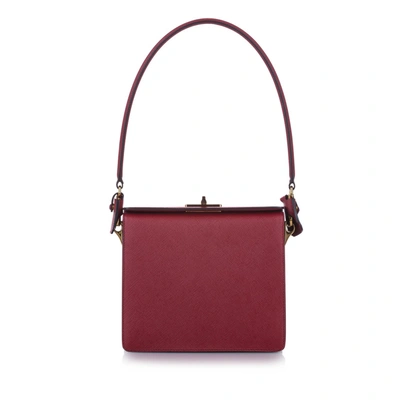 Shop Prada Saffiano Begonia Handbag In Red