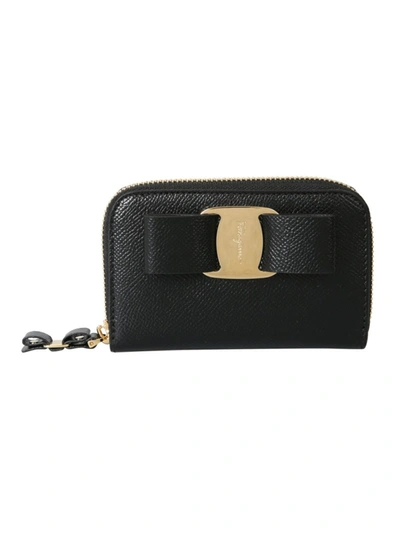 Shop Ferragamo Fiocco Vara Black Leather Wallet