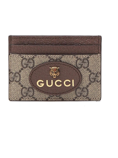 Shop Gucci Beige Leather Card Holder In Brown